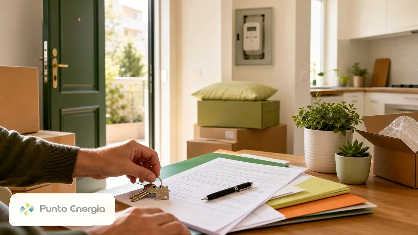 Agente immobiliare e cliente organizzano le utenze di un immobile